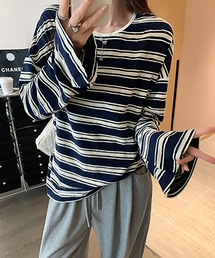 立体ボーダーカットソー