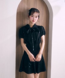 TITTY&CO.（ティティーアンドコー）の「フロントリボンラメスウェットセットアップ（セットアップ）」