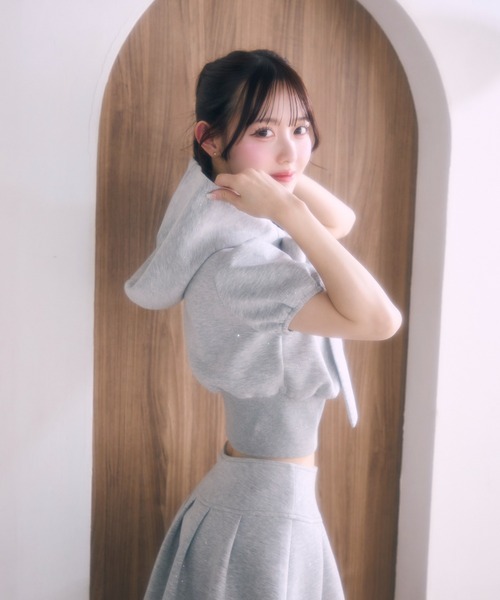 TITTY&CO.(ティティーアンドコー)の「フロントリボンラメスウェットセットアップ(セットアップ・レディース・グレー/ブラック・FREE)」の18枚目の写真