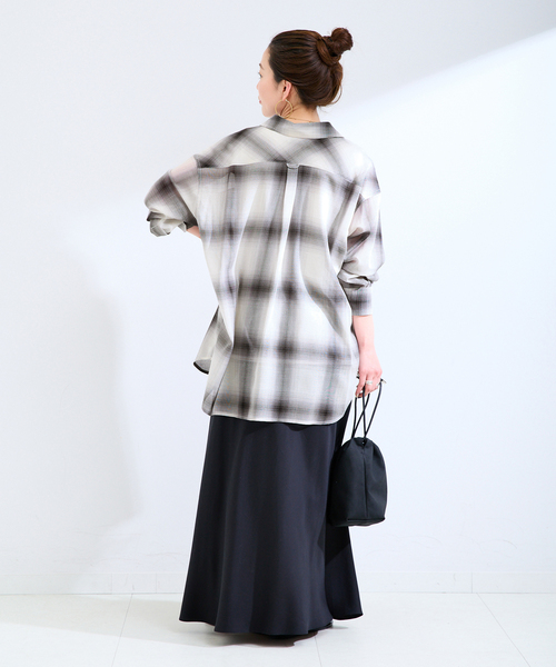 B.C STOCK（ベーセーストック）の「ウォッシャブル / ルーズシアーチェックWポケットシャツ（シャツ/ブラウス・レディース・ブラック/ベージュ・FREE）」の14枚目の写真