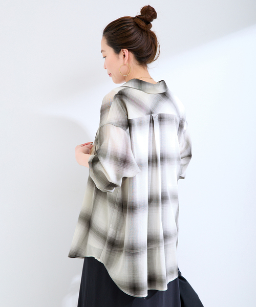 B.C STOCK（ベーセーストック）の「ウォッシャブル / ルーズシアーチェックWポケットシャツ（シャツ/ブラウス・レディース・ブラック/ベージュ・FREE）」の17枚目の写真