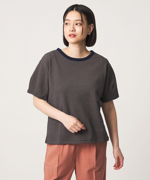 A DAY IN THE LIFE UNITED ARROWS(アデイインザライフユナイテッドアローズ)の「ワッフルボーダー タックスリーブTシャツ <A DAY IN THE LIFE>(Tシャツ/カットソー・レディース・ライトブルー/ケリーグリーン/ネイビー/ダークグレー・FREE)」の5枚目の写真