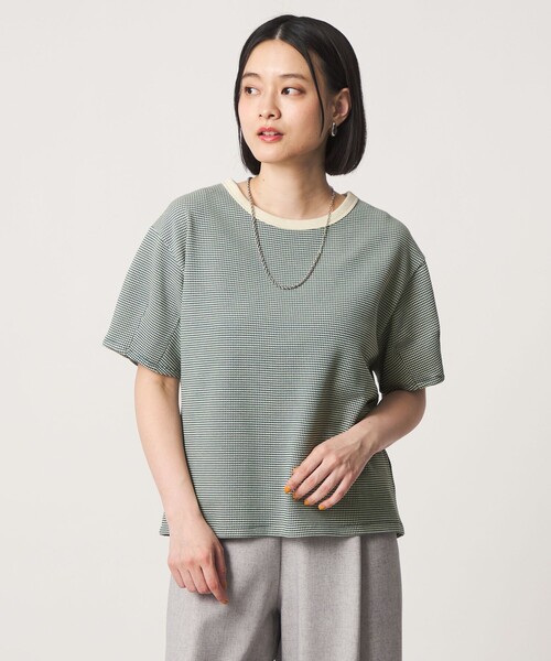 A DAY IN THE LIFE UNITED ARROWS(アデイインザライフユナイテッドアローズ)の「ワッフルボーダー タックスリーブTシャツ <A DAY IN THE LIFE>(Tシャツ/カットソー・レディース・ライトブルー/ケリーグリーン/ネイビー/ダークグレー・FREE)」の7枚目の写真