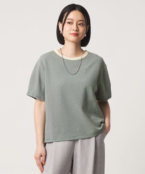 A DAY IN THE LIFE UNITED ARROWS(アデイインザライフユナイテッドアローズ)の「ワッフルボーダー タックスリーブTシャツ <A DAY IN THE LIFE>(Tシャツ/カットソー・レディース・ライトブルー/ケリーグリーン/ネイビー/ダークグレー・FREE)」の8枚目の写真