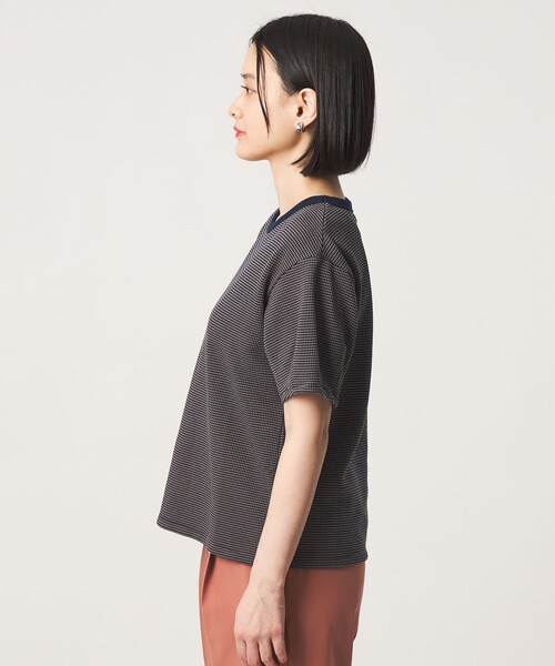 A DAY IN THE LIFE UNITED ARROWS(アデイインザライフユナイテッドアローズ)の「ワッフルボーダー タックスリーブTシャツ <A DAY IN THE LIFE>(Tシャツ/カットソー・レディース・ライトブルー/ケリーグリーン/ネイビー/ダークグレー・FREE)」の10枚目の写真