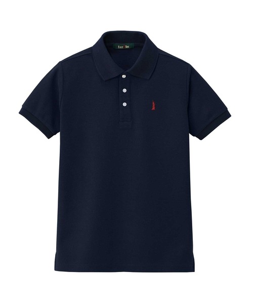 EASTBOY(イーストボーイ)の「ポロシャツ 半袖 COOLMAX スクール 制服 通学 中学生 高校生(ポロシャツ・キッズ・ネイビー系1/ホワイト×ネイビー/ホワイト×ブルー/ネイビー系2・13号/11号/9号)」の1枚目の写真