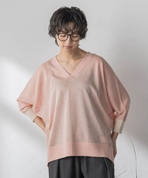 LEVITA配色Vネックドルマンニットプルオーバー