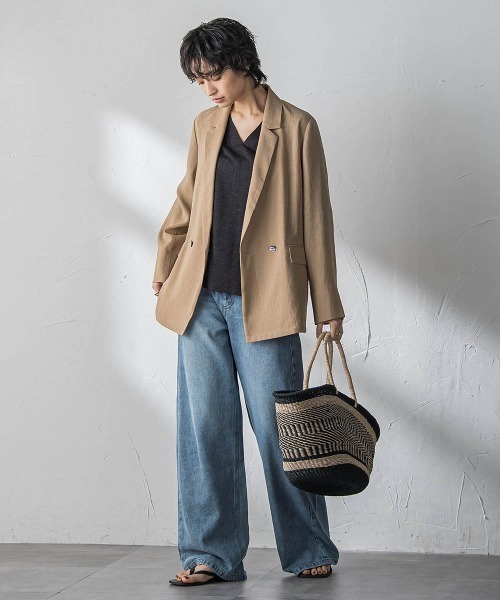 MAYSON GREY(メイソングレイ)の「LEVITA配色Vネックドルマンニットプルオーバー(ニット/セーター・レディース・オフホワイト/ブラウン・M)」の9枚目の写真