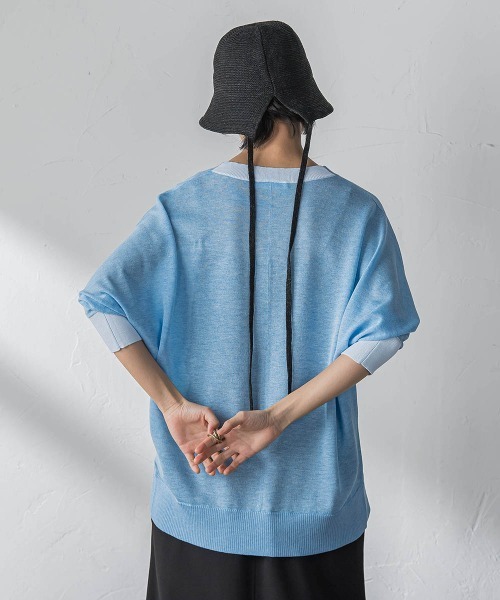 MAYSON GREY(メイソングレイ)の「LEVITA配色Vネックドルマンニットプルオーバー(ニット/セーター・レディース・オフホワイト/ブラウン・M)」の19枚目の写真
