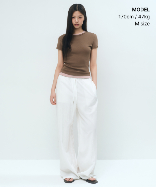 MUSINSA STANDARD WOMAN（ムシンサスタンダードウーマン）の「ウィメンズRNワイドバンディングパンツ[ホワイト]（その他パンツ・レディース・その他・X-SMALL/SMALL/MEDIUM/LARGE）」の2枚目の写真