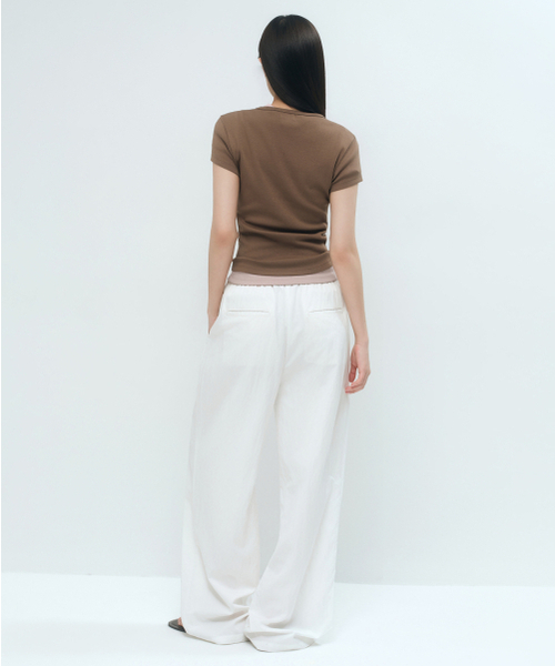 MUSINSA STANDARD WOMAN（ムシンサスタンダードウーマン）の「ウィメンズRNワイドバンディングパンツ[ホワイト]（その他パンツ・レディース・その他・X-SMALL/SMALL/MEDIUM/LARGE）」の3枚目の写真