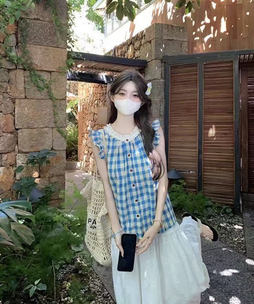 AsheKsha（アシクシャ）の「小フリル袖ドールシャツ（シャツ/ブラウス・レディース・ブルー・M）」の7枚目の写真