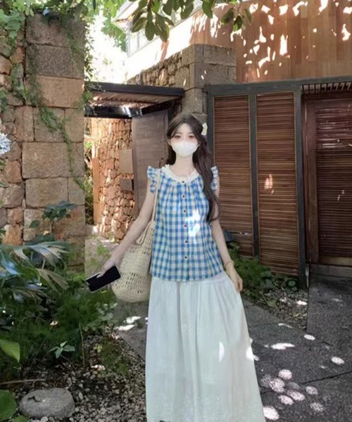 AsheKsha（アシクシャ）の「小フリル袖ドールシャツ（シャツ/ブラウス・レディース・ブルー・M）」の8枚目の写真