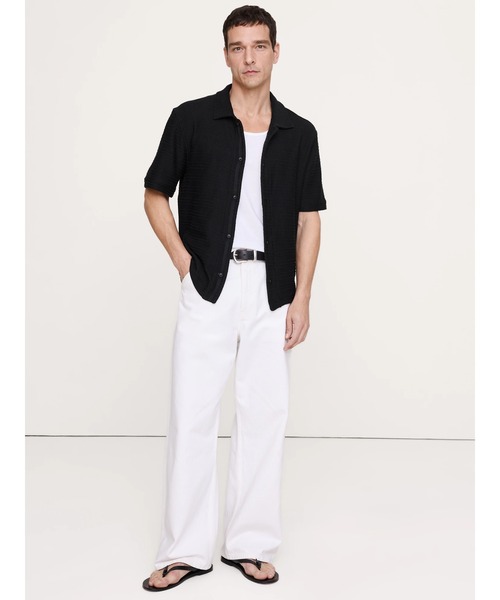 Banana Republic（バナナリパブリック）の「ニット ツイル リゾート シャツ（シャツ/ブラウス・メンズ・イエロー/アイボリー/ブラック・S/M/L/XL）」の3枚目の写真