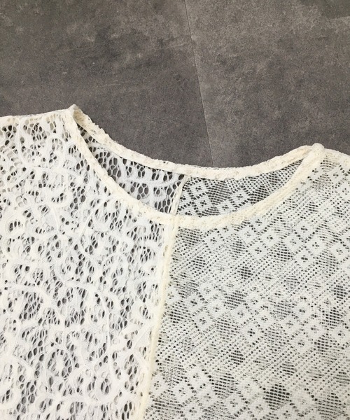 Gleam（グリーム）の「レース切替半袖プルオーバー（Tシャツ/カットソー・レディース・ブラック/アイボリー・F）」の17枚目の写真