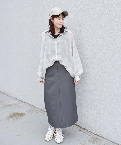 Bleu Bleuet(ブルーブルーエ)の「シアーチェックタンクトップ付きブラウス(シャツ/ブラウス・レディース・オフホワイト/グレー/ベージュ・M)」の22枚目の写真