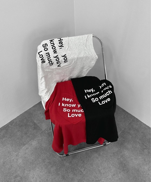 jiasecond.(ジアセカンド)の「【jiasecond.】ハートロゴTシャツ / トップス Tシャツ オーバー カジュアル ブラック レッド ホワイト ZOZOTOWN限定(Tシャツ/カットソー・レディース・レッド/ホワイト/ブラック・FREE)」の1枚目の写真