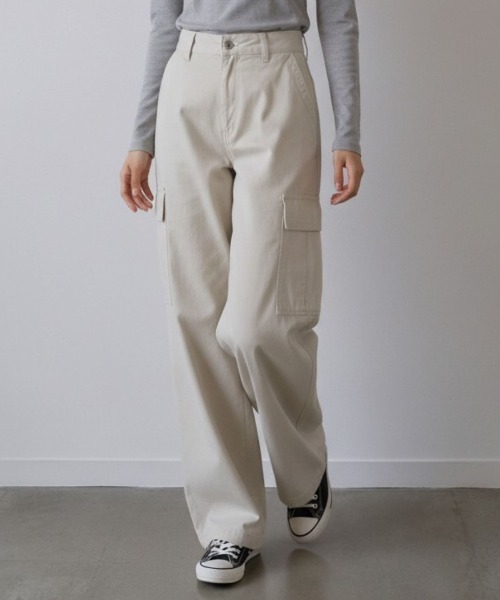 Human 2nd Occasion(ヒューマンセカンドオケージョン)の「大人のハイウエスト ストレート カーゴパンツ(カーゴパンツ・レディース・ブラウン/ナチュラル・M)」の1枚目の写真