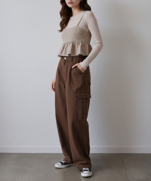 Human 2nd Occasion(ヒューマンセカンドオケージョン)の「大人のハイウエスト ストレート カーゴパンツ(カーゴパンツ・レディース・ブラウン/ナチュラル・M)」の15枚目の写真
