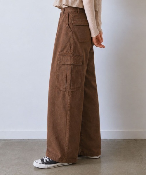 Human 2nd Occasion(ヒューマンセカンドオケージョン)の「大人のハイウエスト ストレート カーゴパンツ(カーゴパンツ・レディース・ブラウン/ナチュラル・M)」の14枚目の写真