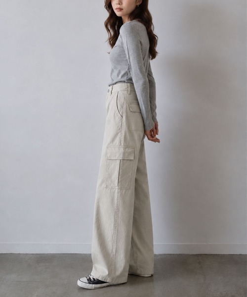 Human 2nd Occasion(ヒューマンセカンドオケージョン)の「大人のハイウエスト ストレート カーゴパンツ(カーゴパンツ・レディース・ブラウン/ナチュラル・M)」の8枚目の写真
