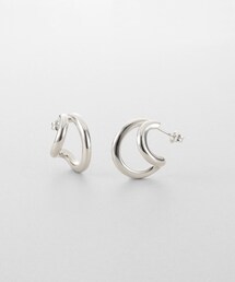 シルバー アシンメトリーフープピアス