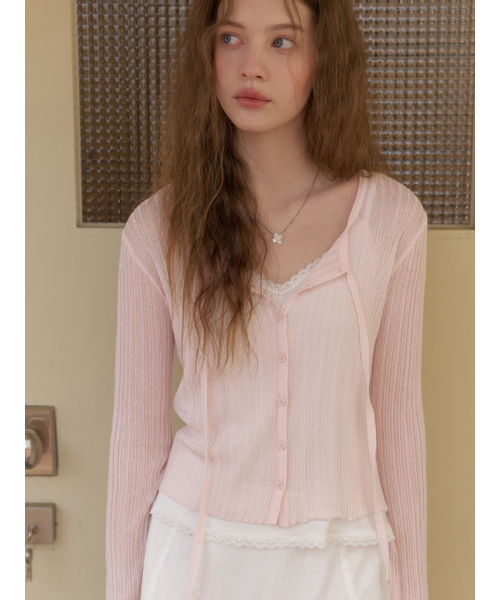 RE_L（リエル）の「[2nd] Loana strap knit cardigan (pink)（カーディガン/ボレロ・レディース・その他・FREE）」の4枚目の写真