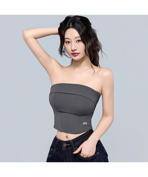 PHYSICAL GARMENTS（フィジカルガーメンツ）の「P5068 シンボルロゴチューブトップ[2COLOR]（チューブトップ・レディース・アッシュグレー/ブラック・SMALL/MEDIUM/LARGE）」の2枚目の写真