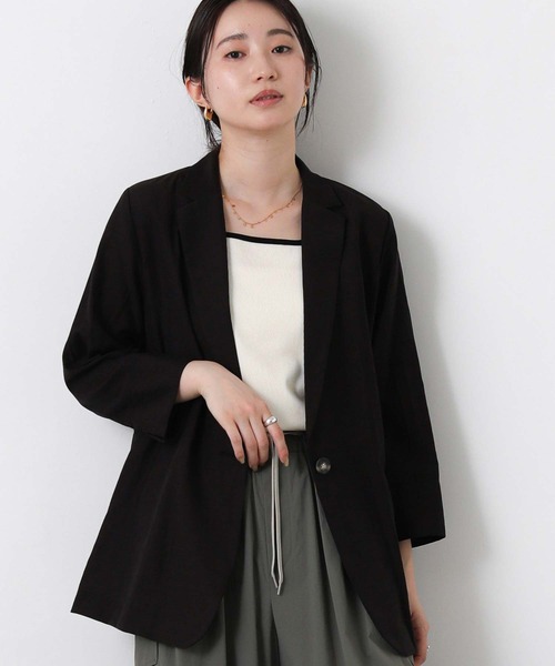 Gready Brilliant(グレディブリリアン)の「シアースラブテーラー7分(テーラードジャケット・レディース・ブラック/ライトベージュ・FREE)」の1枚目の写真