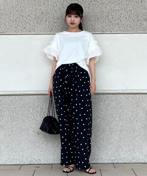 SLOBE IENA(スローブイエナ)の「《シリーズあり/追加2》フィブリルリラックスパンツ(その他パンツ・レディース・ブラック系その他/ブラック/ベージュ・38/40)」の6枚目の写真