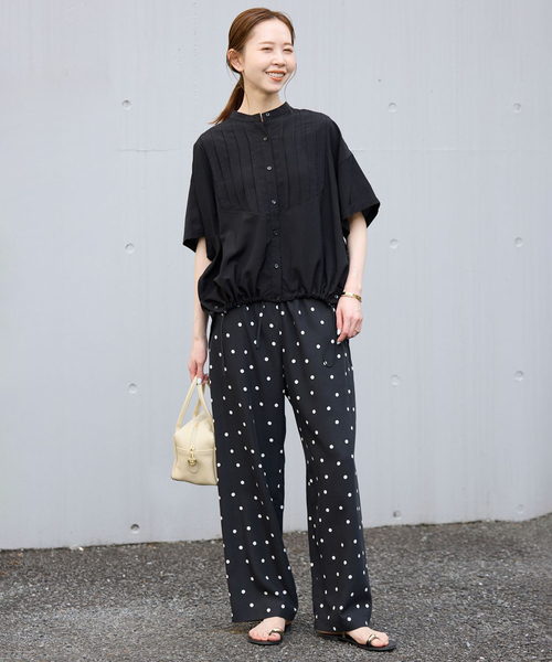 SLOBE IENA(スローブイエナ)の「《シリーズあり/追加2》フィブリルリラックスパンツ(その他パンツ・レディース・ブラック系その他/ブラック/ベージュ・38/40)」の8枚目の写真