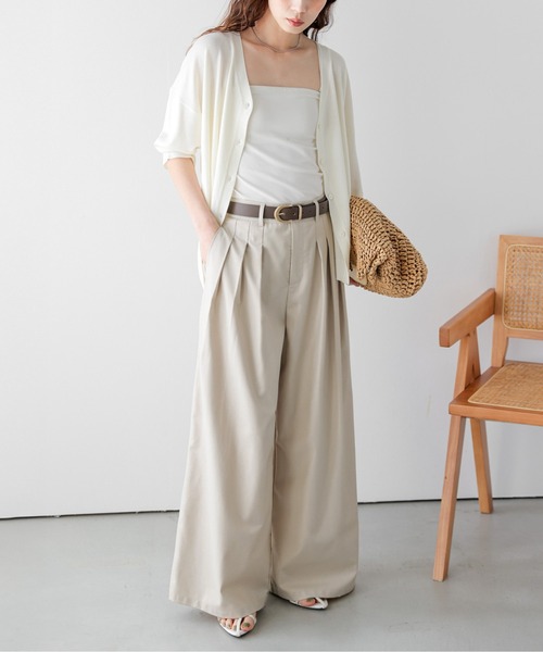AMELY(エミリー)の「3タックワイドパンツ(その他パンツ・レディース・アイボリー/ブラック/ベージュ/グレー・L/M)」の6枚目の写真
