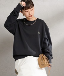 [FRED PERRY/フレッドペリー] ワンポイントロゴ刺繍 クルーネックスウェット M7535