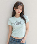 ESCAPEFROM（エスケープフロム）の「ラインイースケープレタリングプリントドットスリムフィット半袖Tシャツミント（Tシャツ/カットソー・メンズ）」