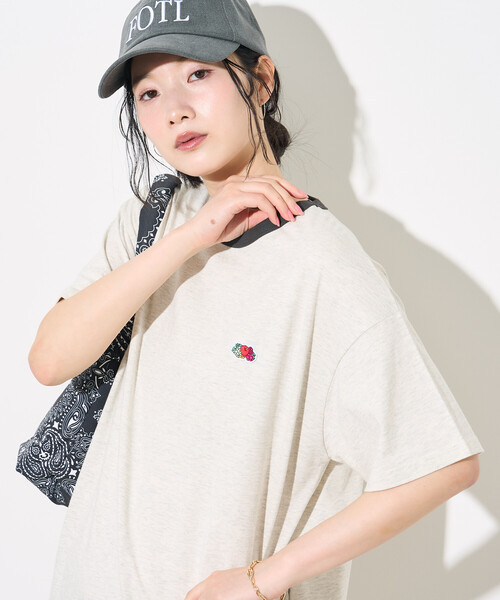 FREAK'S STORE(フリークスストア)の「FRUIT OF THE LOOM × FREAK'S STORE/フルーツオブザルーム 別注 リンガー Tシャツ ワンピース(ワンピース・レディース・ネイビー/ライトグレー/チャコール・フリ-)」の1枚目の写真