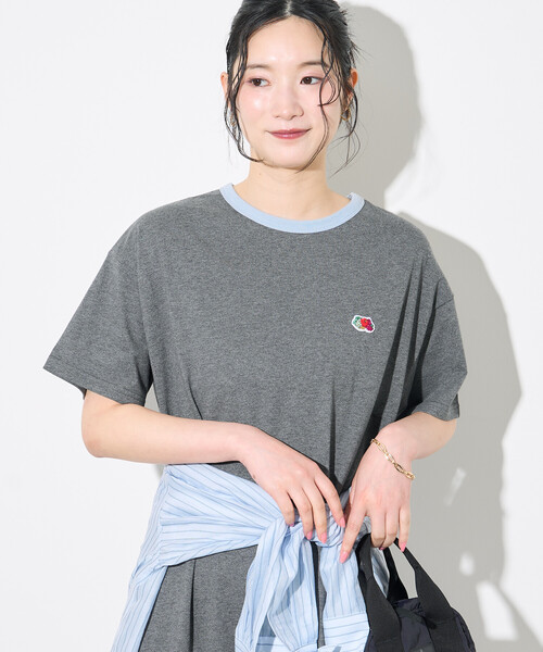 FREAK'S STORE(フリークスストア)の「FRUIT OF THE LOOM × FREAK'S STORE/フルーツオブザルーム 別注 リンガー Tシャツ ワンピース(ワンピース・レディース・ネイビー/ライトグレー/チャコール・フリ-)」の20枚目の写真