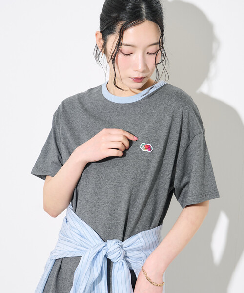 FREAK'S STORE(フリークスストア)の「FRUIT OF THE LOOM × FREAK'S STORE/フルーツオブザルーム 別注 リンガー Tシャツ ワンピース(ワンピース・レディース・ネイビー/ライトグレー/チャコール・フリ-)」の22枚目の写真
