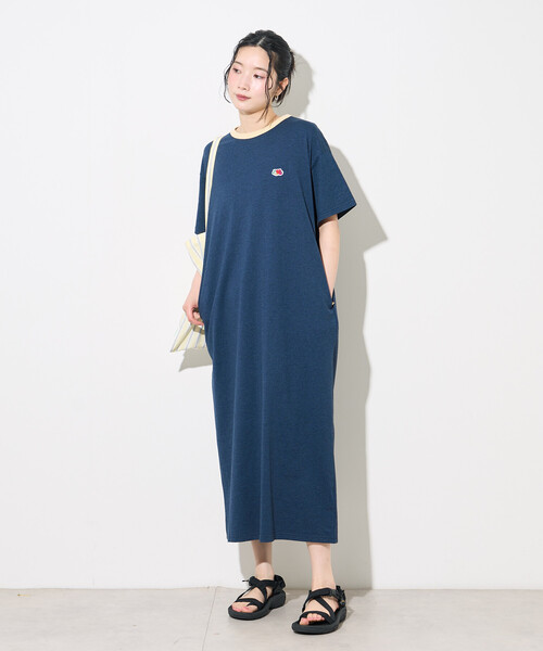 FREAK'S STORE(フリークスストア)の「FRUIT OF THE LOOM × FREAK'S STORE/フルーツオブザルーム 別注 リンガー Tシャツ ワンピース(ワンピース・レディース・ネイビー/ライトグレー/チャコール・フリ-)」の15枚目の写真