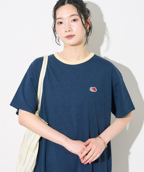 FREAK'S STORE(フリークスストア)の「FRUIT OF THE LOOM × FREAK'S STORE/フルーツオブザルーム 別注 リンガー Tシャツ ワンピース(ワンピース・レディース・ネイビー/ライトグレー/チャコール・フリ-)」の16枚目の写真