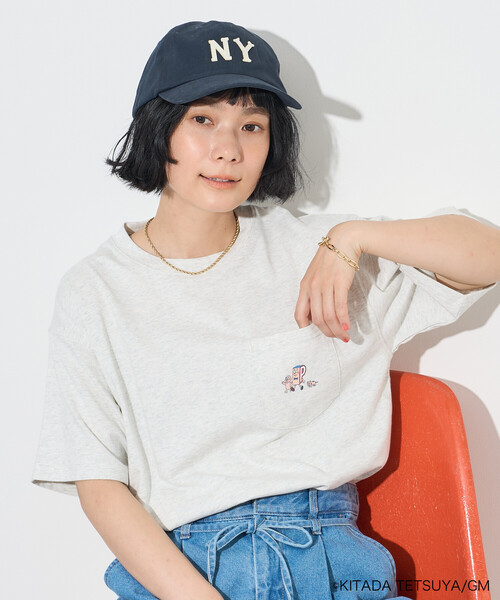 FREAK'S STORE(フリークスストア)の「Pちゃん アルファベットTシャツ(Tシャツ/カットソー・レディース・チャコールグレー/ライトグレー/オフホワイト・フリ-)」の8枚目の写真
