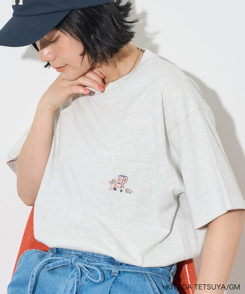 FREAK'S STORE(フリークスストア)の「Pちゃん アルファベットTシャツ(Tシャツ/カットソー・レディース・チャコールグレー/ライトグレー/オフホワイト・フリ-)」の7枚目の写真