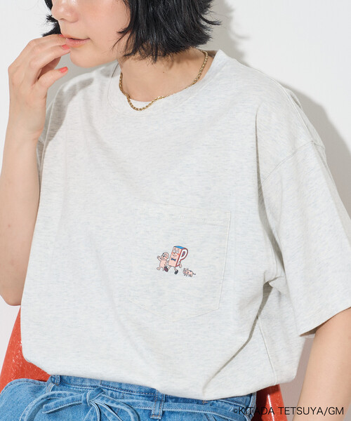 FREAK'S STORE(フリークスストア)の「Pちゃん アルファベットTシャツ(Tシャツ/カットソー・レディース・チャコールグレー/ライトグレー/オフホワイト・フリ-)」の6枚目の写真