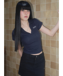 ASON（アズオン）の「HALF IVY COLLAR TEE / NAVY（ポロシャツ）」