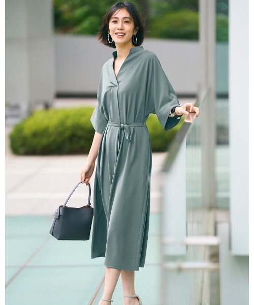 DoCLASSE( ドゥクラッセ)の「【ドライクロススキッパーマキシOP短】(ワンピース・レディース・ダークネイビー/テラコッタ/グレー/ブルーグレー/チャコール・11/13/15 /7/9)」の2枚目の写真