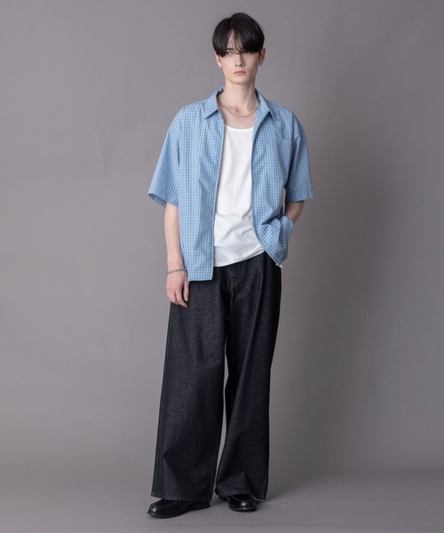 BROWNY(ブラウニー)の「BROWNY/【26年春夏新作】ミニオンブレZIPシャツ(シャツ/ブラウス・メンズ・ブルー系その他2/ブラック系その他2・LARGE/MEDIUM)」の9枚目の写真