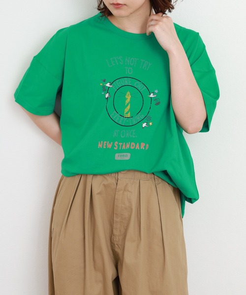 Emago(イマゴ)の「EMAGO カレッジロゴT 半袖(Tシャツ/カットソー・レディース・ホワイト/ブラック/グリーン・FREE)」の15枚目の写真