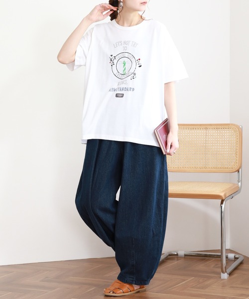 Emago(イマゴ)の「EMAGO カレッジロゴT 半袖(Tシャツ/カットソー・レディース・ホワイト/ブラック/グリーン・FREE)」の7枚目の写真