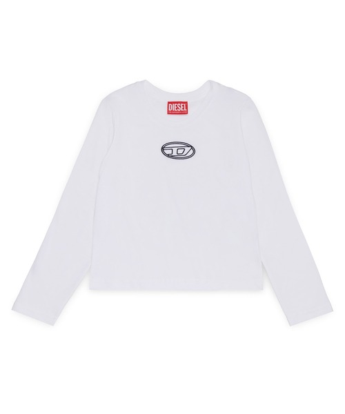 DIESEL Kids & Junior оверсайз D‑brand длинный рукав T‑шот с нашивкой