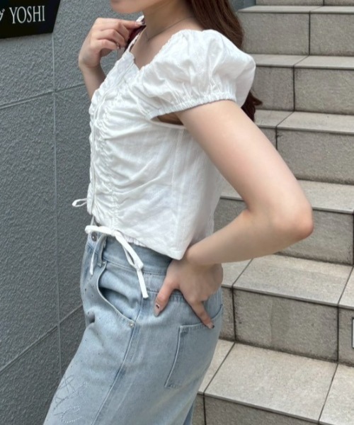 continuer de NICE CLAUP(コンティニューデナイスクラップ)の「Wドロストくしゅくしゅブラウス(シャツ/ブラウス・レディース・オフホワイト/ベージュ/ブラック/ネイビー・FREE)」の7枚目の写真