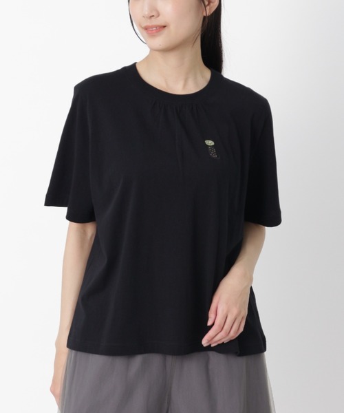 SUPER HAKKA(スーパーハッカ)の「SUPER HAKKA×波田佳子 「Myao」刺繍Tシャツ(Tシャツ/カットソー・レディース・その他12/グレー/ブラック・FREE)」の2枚目の写真